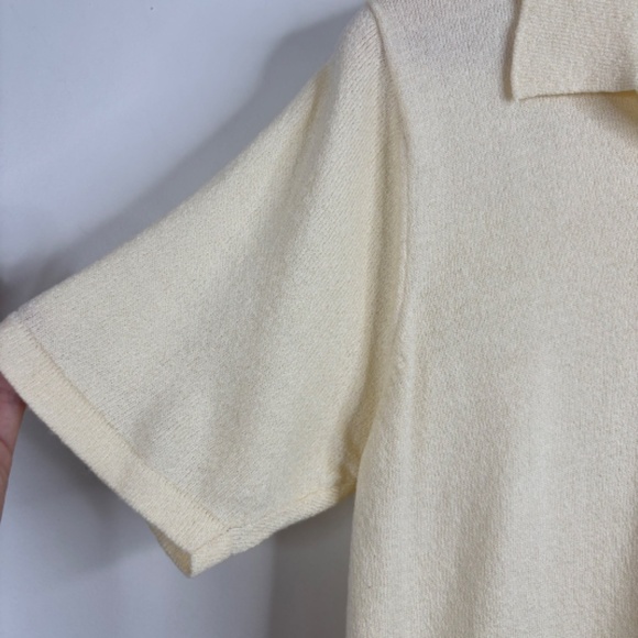 Vintage Talbots Short Sleeve Sweater M Polo Butter Yellow Tennis Country Club - Picture 3 of 8